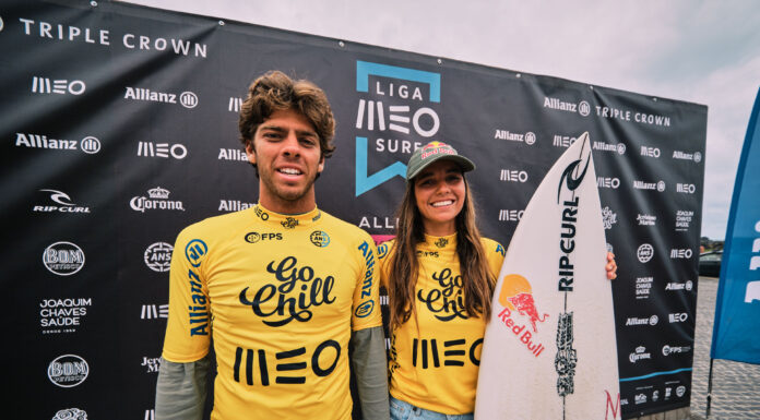 5 minutos com Guilherme Ribeiro e Teresa Bonvalot, líderes da Liga MEO Surf e detentores da licra amarela Go Chill